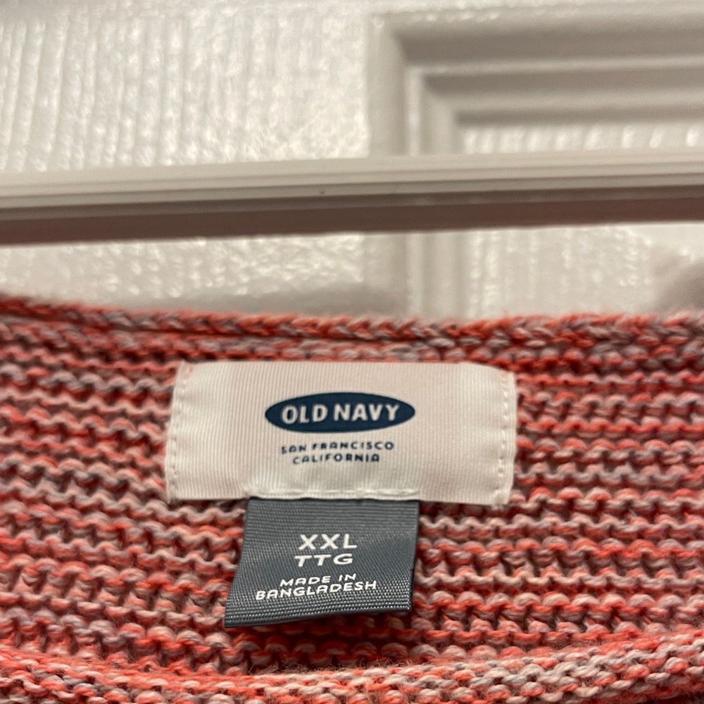 Old Navy Women's Coral Striped Sweater - Picture 2 of 8